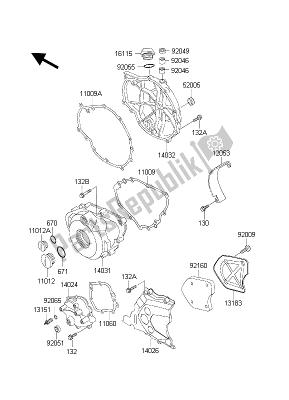 Tutte le parti per il Coperchio (i) Del Motore del Kawasaki KLE 500 2003