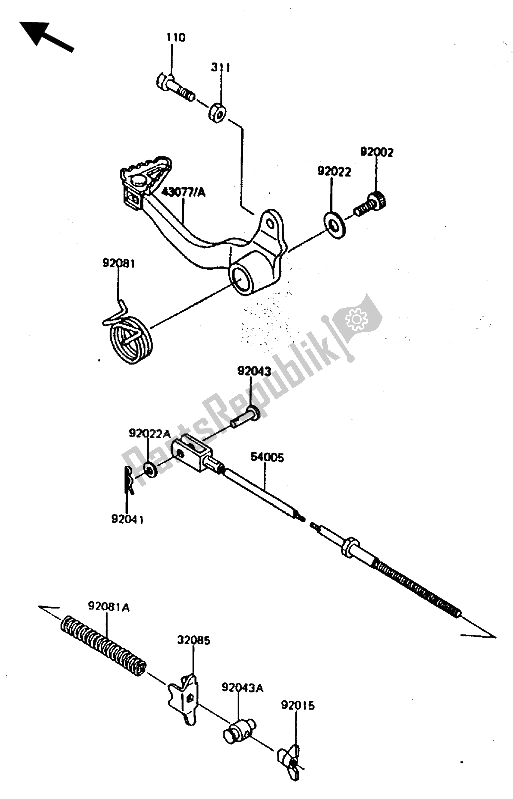 All parts for the Brake Pedal of the Kawasaki KLR 600 1986