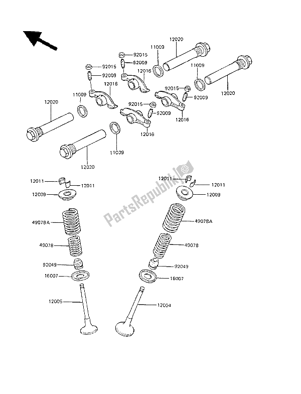 All parts for the Valve(s) of the Kawasaki GPZ 305 Belt Drive 1988