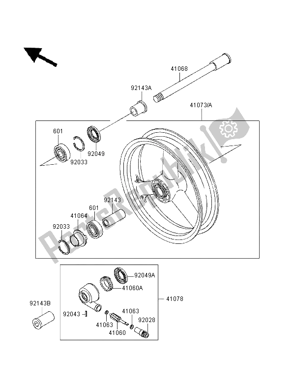 Tutte le parti per il Mozzo Anteriore del Kawasaki ZXR 750 1995