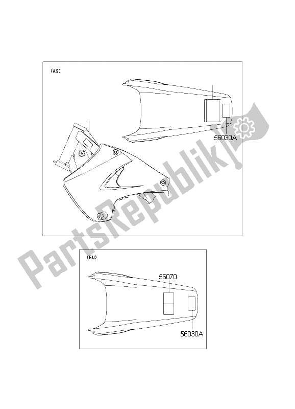All parts for the Labels of the Kawasaki KX 125 2004