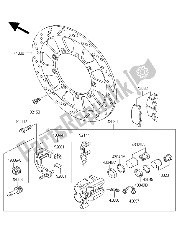All parts for the Front Brake of the Kawasaki KLE 500 2006