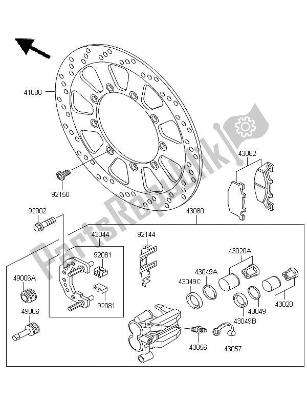 All parts for the Front Brake of the Kawasaki KLE 500 2006