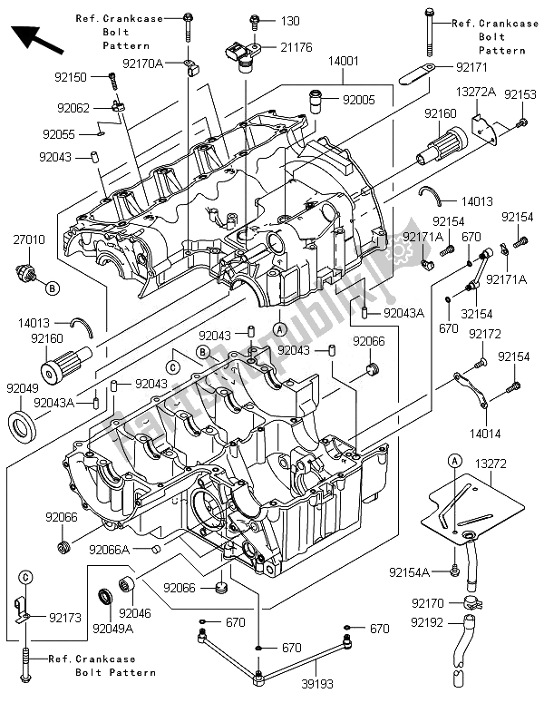 Todas las partes para Caja Del Cigüeñal de Kawasaki Z 800 ABS DEF 2014