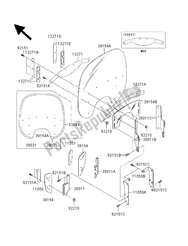 All parts for the Cowling of the Kawasaki VN 1500 Classic Tourer FI 2003