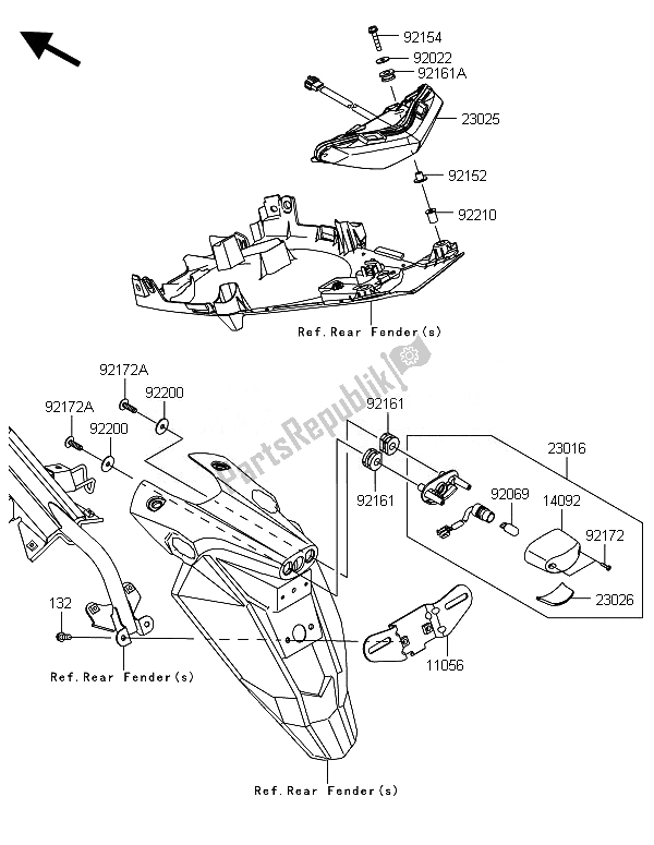 Toutes les pièces pour le Feux Arrières) du Kawasaki ER 6N 650 2014