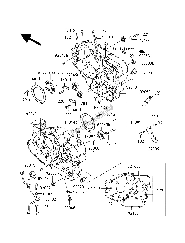 All parts for the Crankcase of the Kawasaki KLR 650 1996