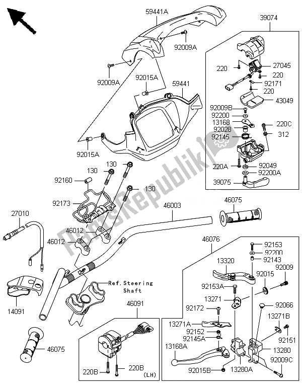 All parts for the Handlebar of the Kawasaki Brute Force 750 4X4I Epshef 2014