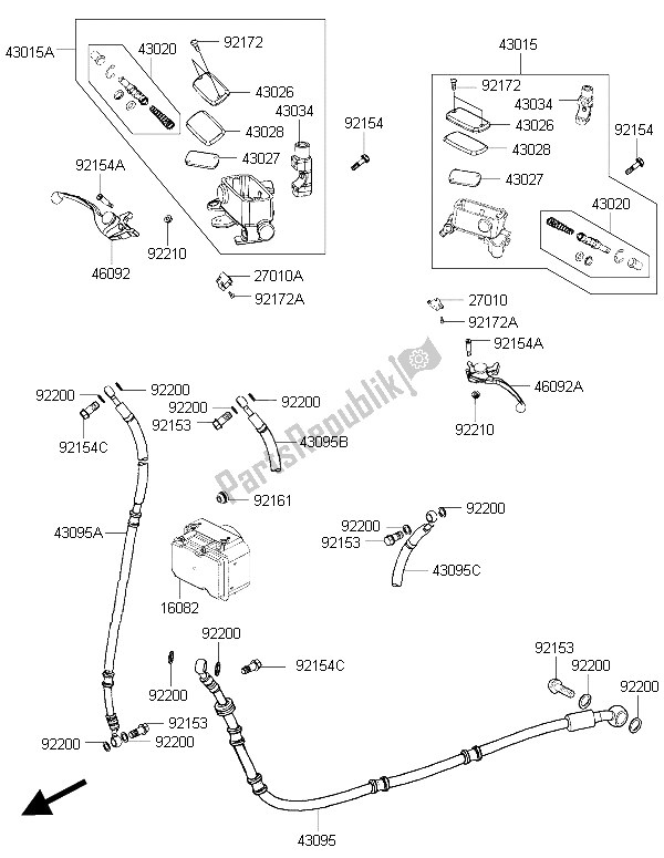 All parts for the Master Cylinder of the Kawasaki J 300 ABS 2015