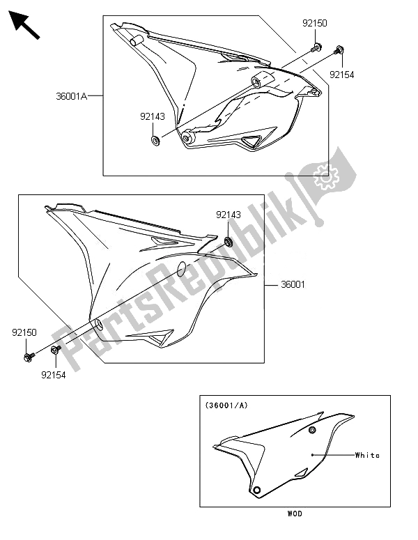 Todas las partes para Cubiertas Laterales de Kawasaki KX 85 LW 2014
