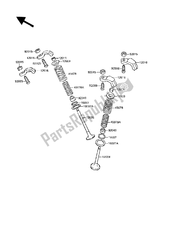 All parts for the Valve(s) of the Kawasaki GPX 250R 1988