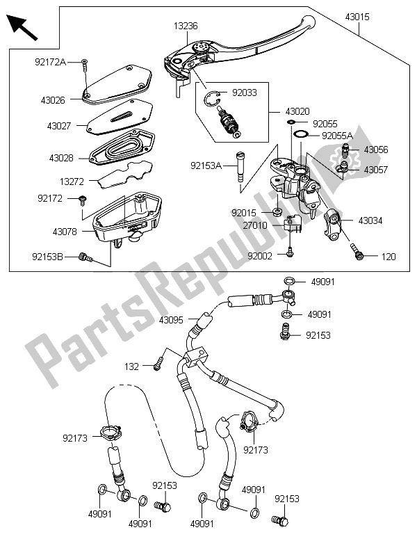 Toutes les pièces pour le Maître-cylindre Avant du Kawasaki Z 1000 2013