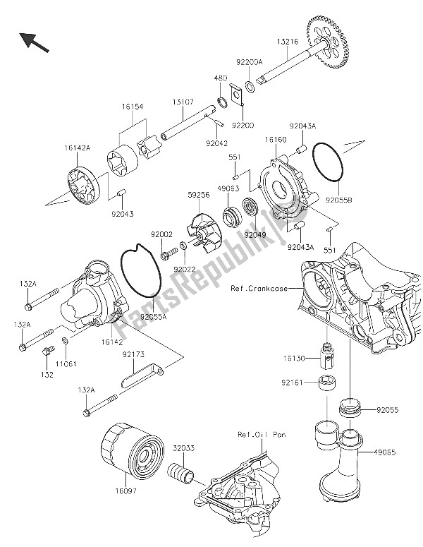 Tutte le parti per il Pompa Dell'olio del Kawasaki Z 1000 ABS 2016