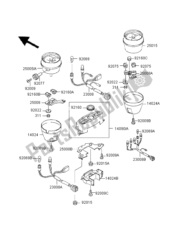 All parts for the Meter of the Kawasaki Zephyr 750 1995