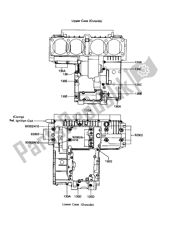 Tutte le parti per il Modello Del Bullone Del Basamento del Kawasaki Voyager XII 1200 1987