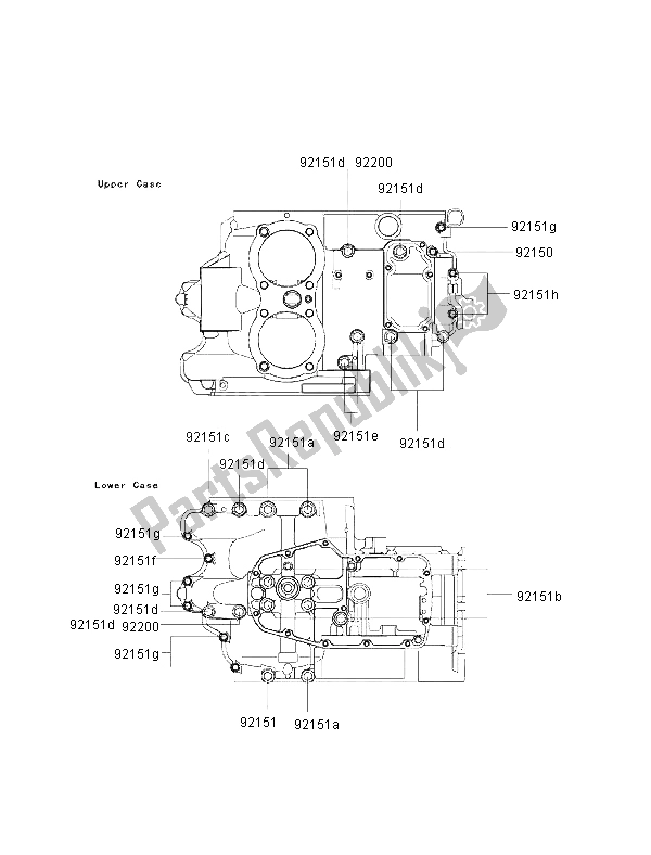 Tutte le parti per il Modello Del Bullone Del Basamento del Kawasaki W 650 2002