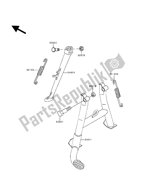 All parts for the Stand(s) of the Kawasaki Zephyr 1100 1994