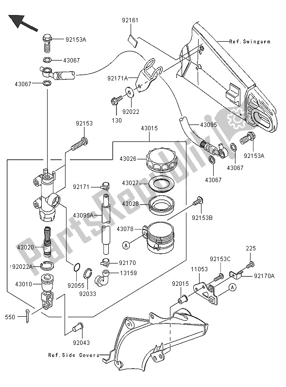 Toutes les pièces pour le Maître-cylindre Arrière du Kawasaki Ninja ZX 6 RR 600 2005