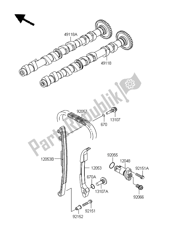 Todas las partes para árbol De Levas Y Tensor de Kawasaki Z 750 ABS 2009