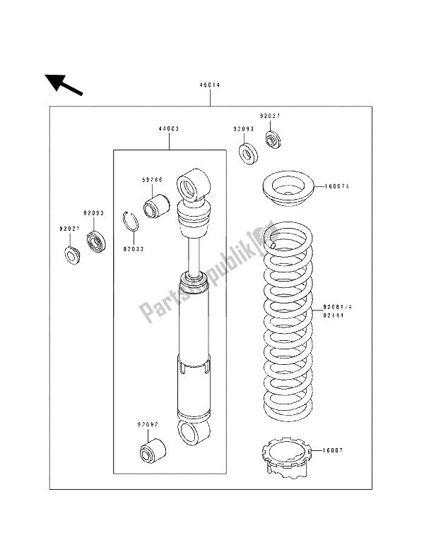 All parts for the Shock Absorber of the Kawasaki KX 60 1992