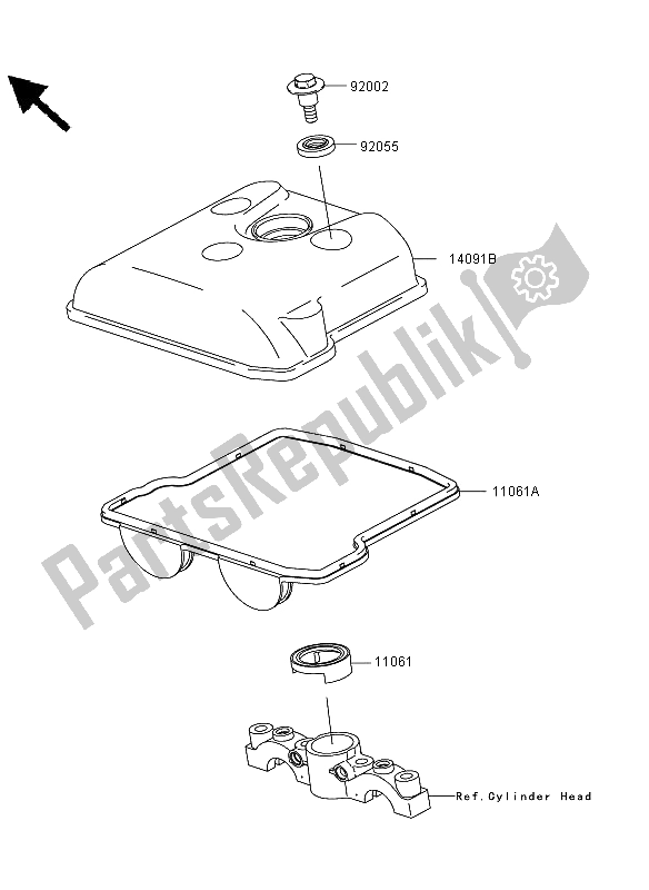 All parts for the Cylinder Head Cover of the Kawasaki KLX 450R 2011