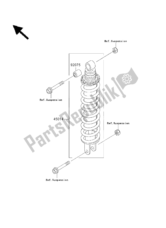 All parts for the Shock Absorber of the Kawasaki GPZ 500S 2003