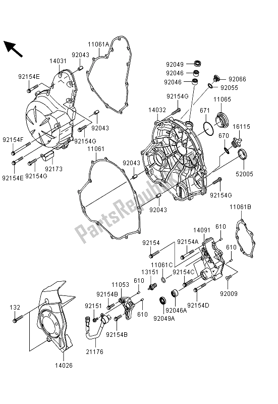 Toutes les pièces pour le Capot (s) Moteur du Kawasaki ER 6N 650 2013