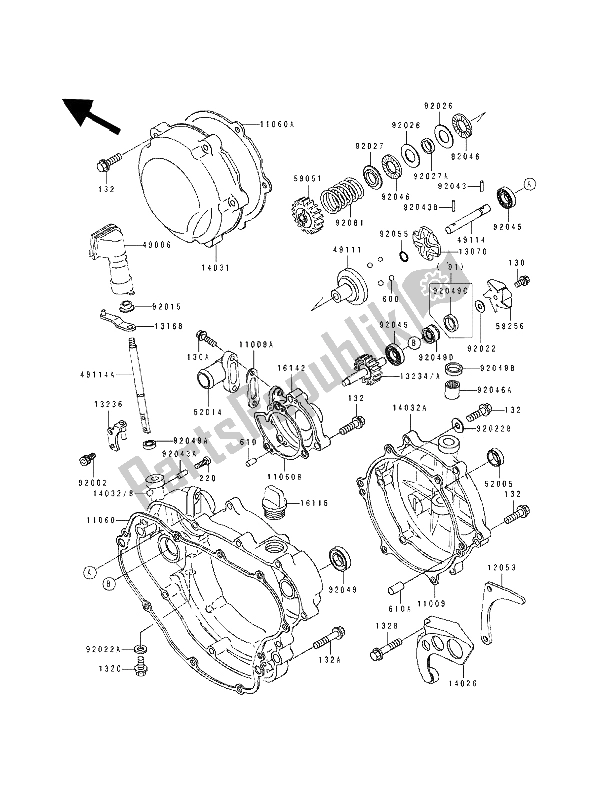 Toutes les pièces pour le Couvert De Moteur du Kawasaki KDX 200 1989