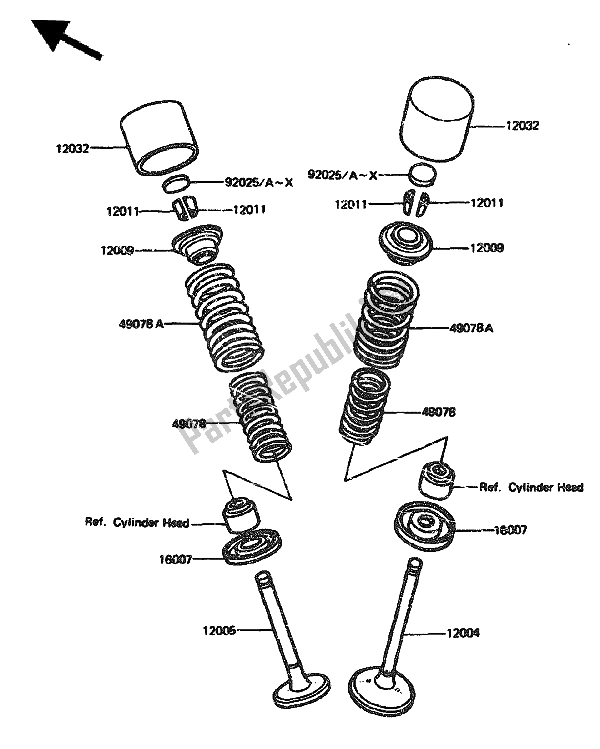 Todas as partes de Válvula do Kawasaki GPZ 1100 1985