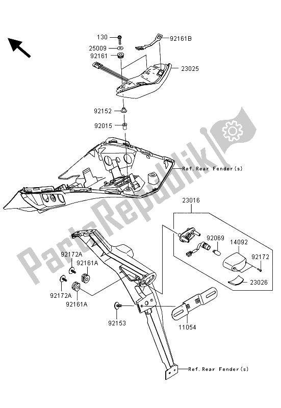 All parts for the Taillight(s) of the Kawasaki Z 1000 SX 2013