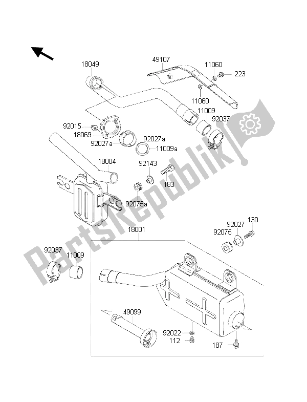 All parts for the Muffler of the Kawasaki KLF 300 4X4 2001