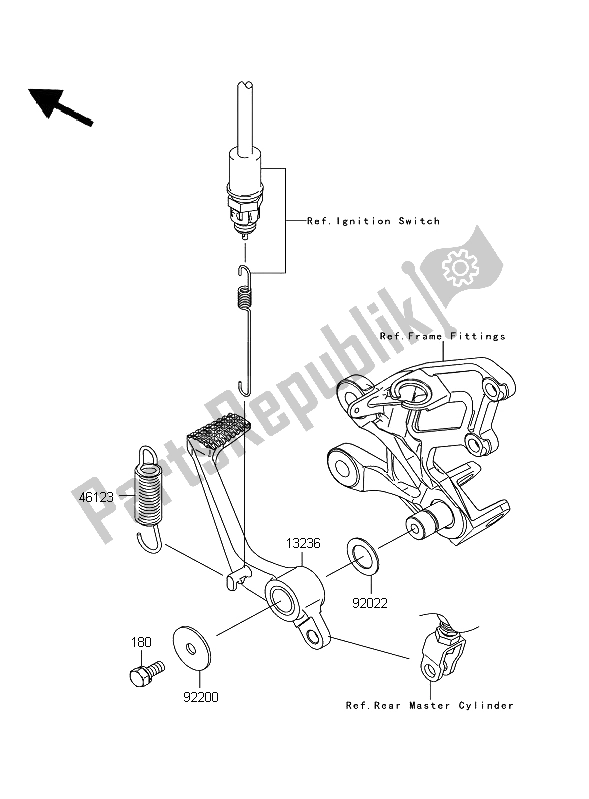 Tutte le parti per il Pedale Del Freno del Kawasaki ZZR 1400 ABS 2009