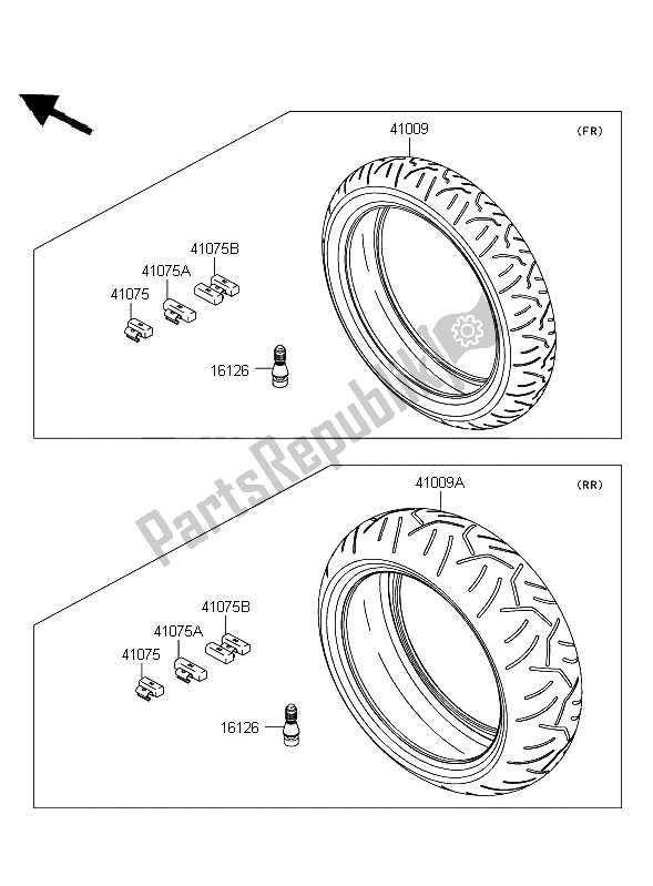 Tutte le parti per il Pneumatici del Kawasaki ZZR 1400 ABS 2009