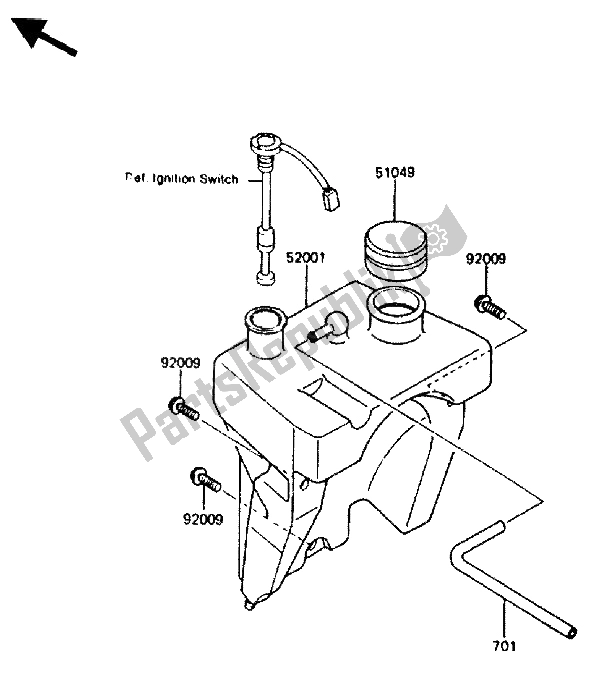 Tutte le parti per il Serbatoio Dell'olio del Kawasaki KMX 200 1988