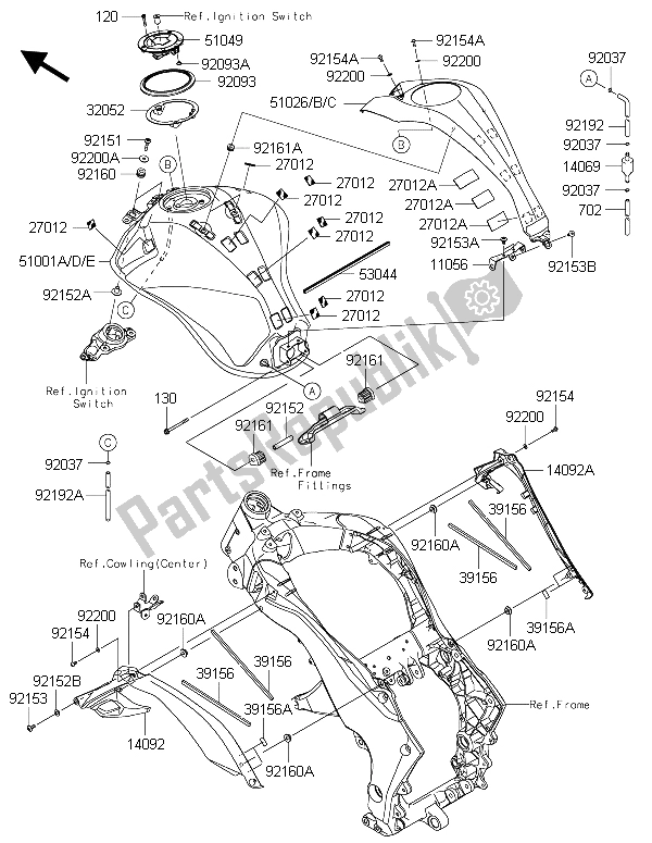 Tutte le parti per il Serbatoio Di Carburante del Kawasaki Z 1000 2015