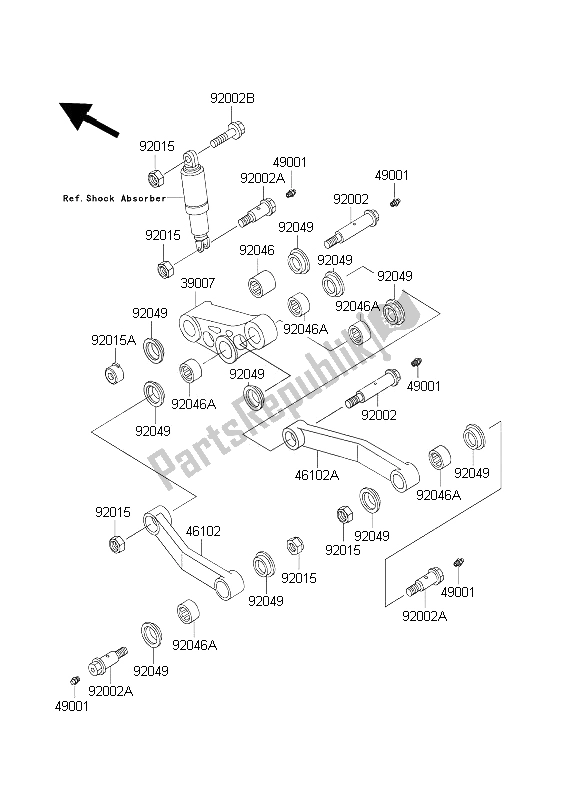 Toutes les pièces pour le Suspension du Kawasaki 1000 GTR 2003