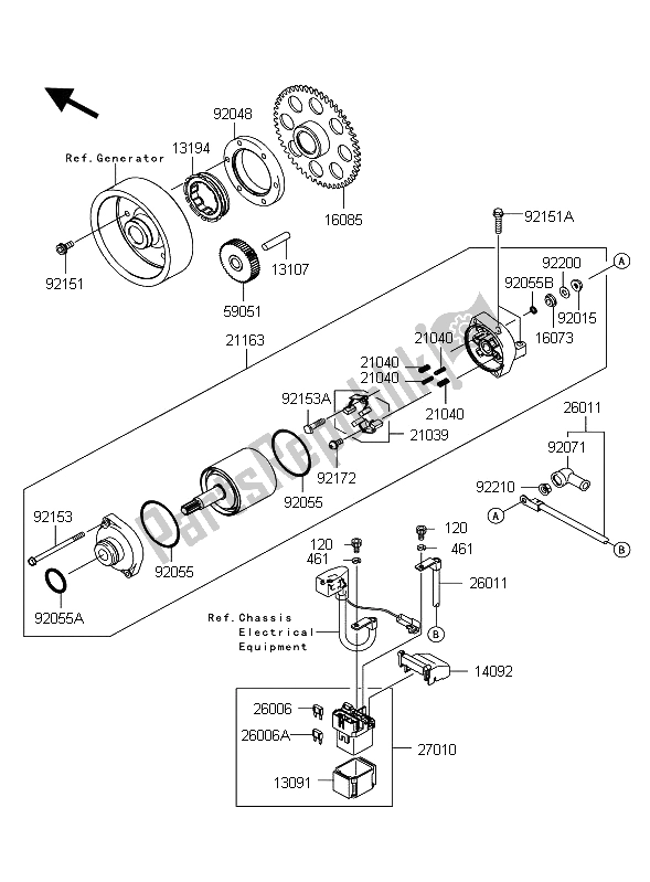 All parts for the Starter Motor of the Kawasaki Z 1000 ABS 2012