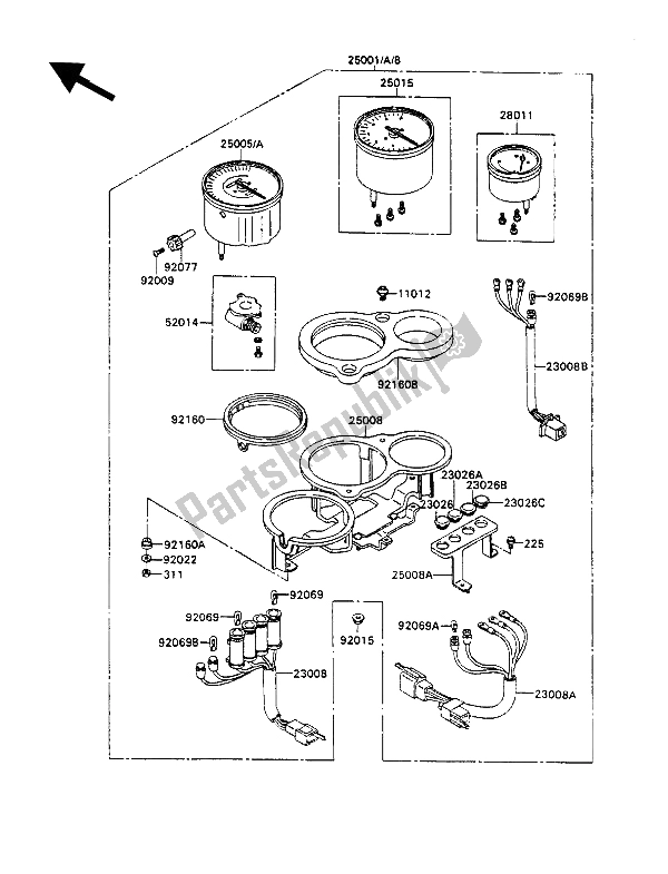 All parts for the Meter(s) of the Kawasaki ZXR 750 1989