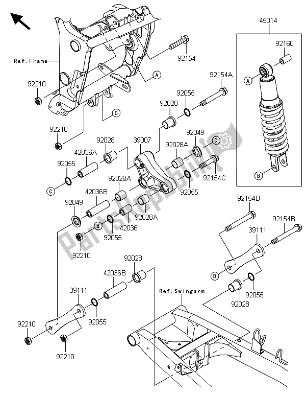 Toutes les pièces pour le Suspension Et Amortisseur du Kawasaki Ninja 300 2013