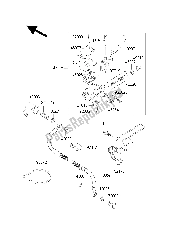 Wszystkie części do Przedni Cylinder G?ówny Kawasaki KLE 500 2001