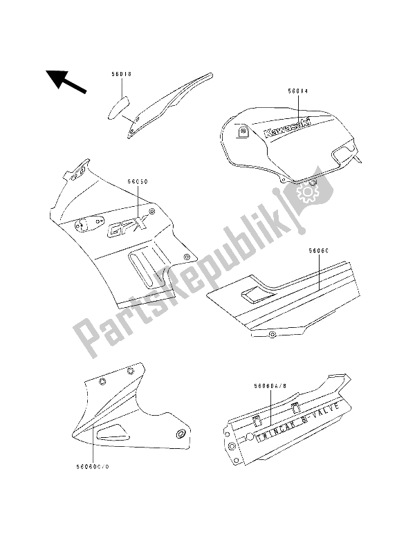 All parts for the Decals of the Kawasaki GPX 250R 1992