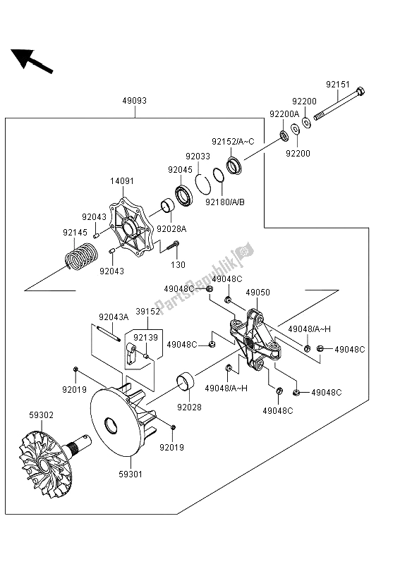 All parts for the Drive Converter of the Kawasaki KVF 750 4X4 EPS 2013