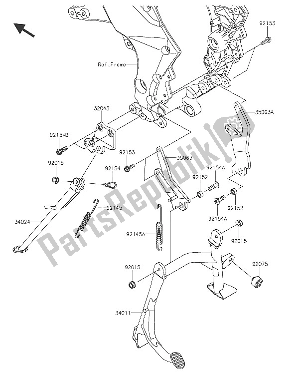 All parts for the Stand(s) of the Kawasaki Versys 1000 2016