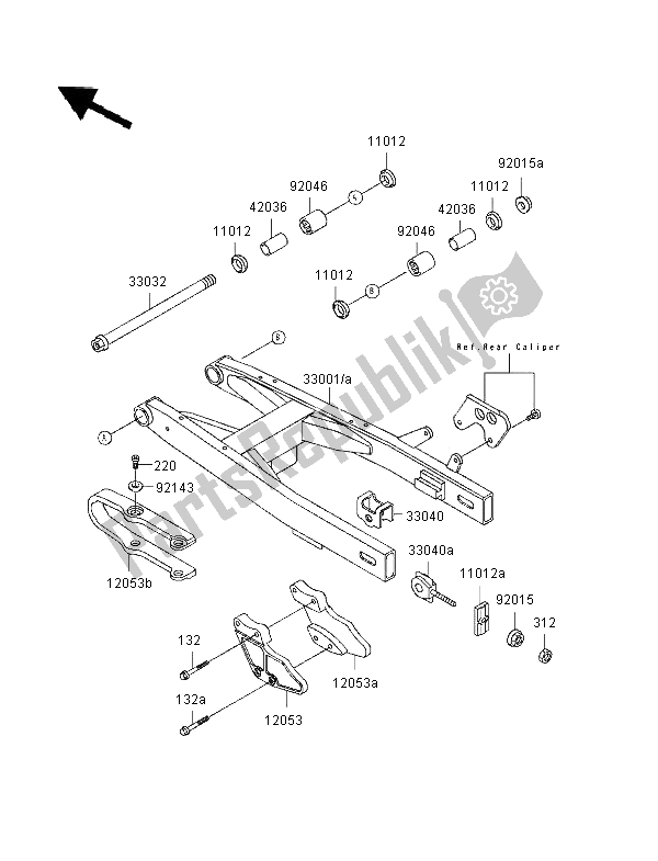 Toutes les pièces pour le Bras Oscillant du Kawasaki KX 80 SW LW 1996