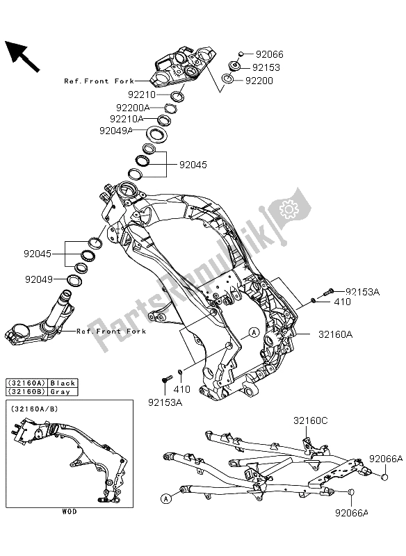 Toutes les pièces pour le Cadre du Kawasaki Versys 1000 2013