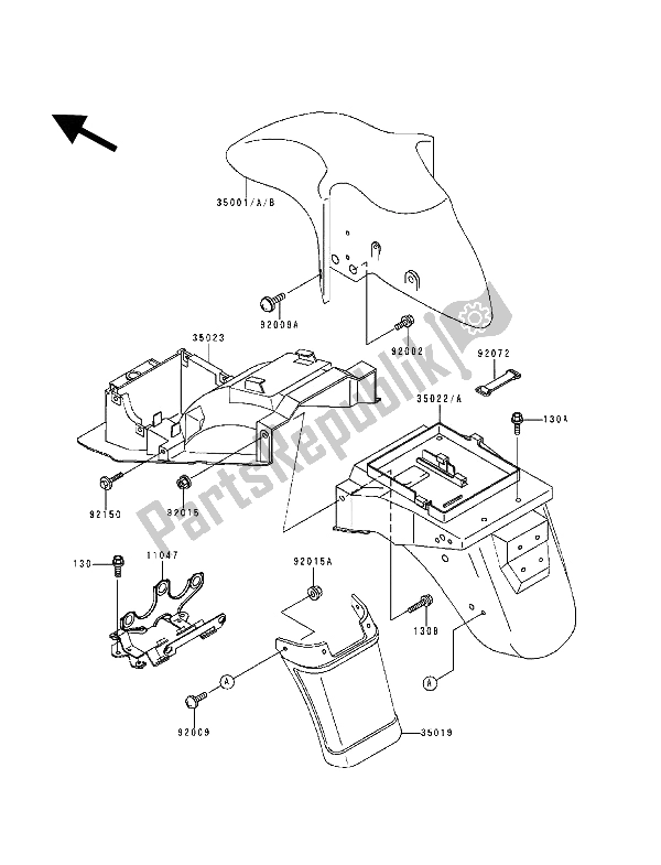 Tutte le parti per il Parabordi del Kawasaki ZZ R 600 1994 Tutte le parti per il Parabordi del Kawasaki ZZ R 600 1994