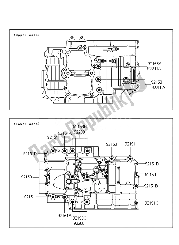 Toutes les pièces pour le Modèle De Boulon De Carter du Kawasaki ER 6N 650 2011