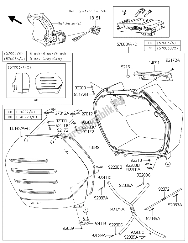 Tutte le parti per il Bisacce del Kawasaki 1400 GTR ABS 2015