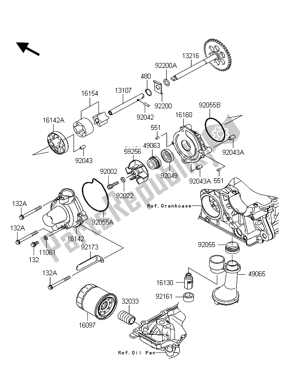 All parts for the Oil Pump of the Kawasaki Z 1000 2012