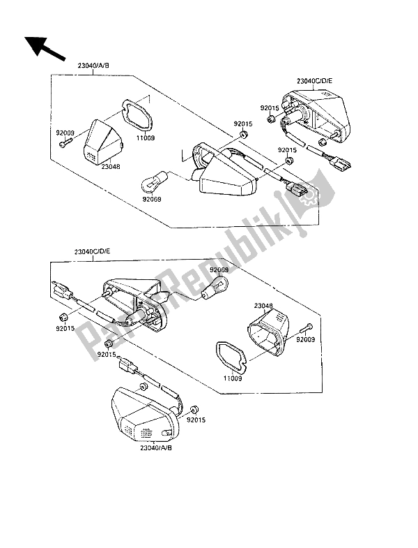 All parts for the Turn Signals (built On Type) of the Kawasaki GPX 750R 1988